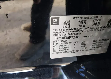 2016 Cadillac Escalade Esv Premium Collection z USA, uszkodzony, nr VIN 1GYS4JKJ1GR166049